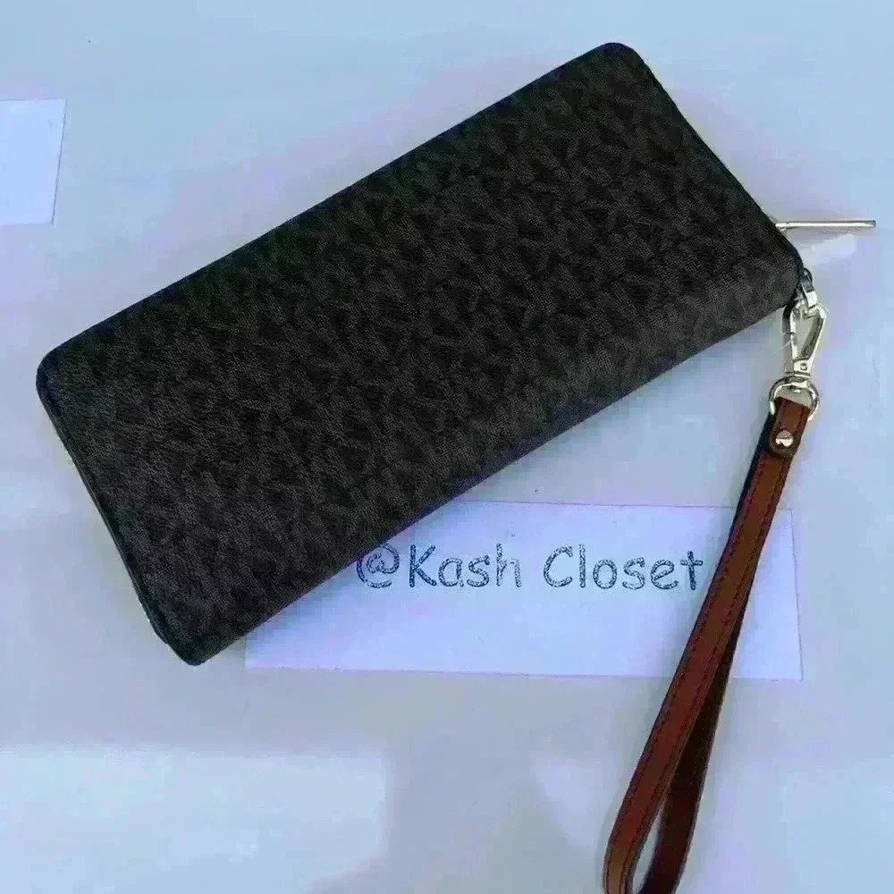 Michael Kors Wristlet Travel Continental Large Wallet MK Signature Brown - Picture 3 of 7